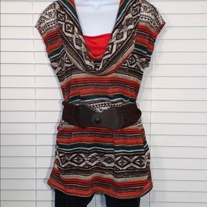 no boundaries cap sleeve Aztec print belte…